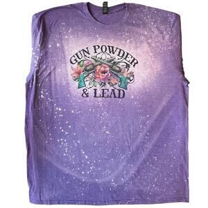 Anvil Gildan Women Short Sleeve T-shirt size 3XL,Floral Purple,Gun Powder & Lead